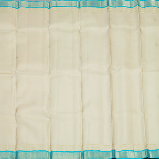Ivory Copper sulphate blue small border korvai
