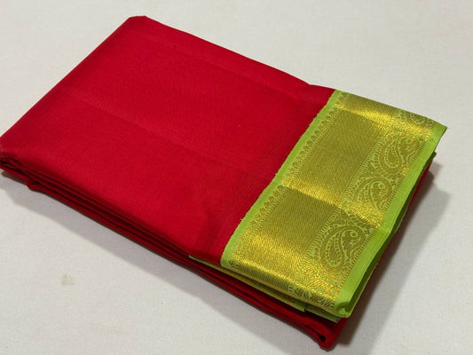 Red with Pastel green korvai