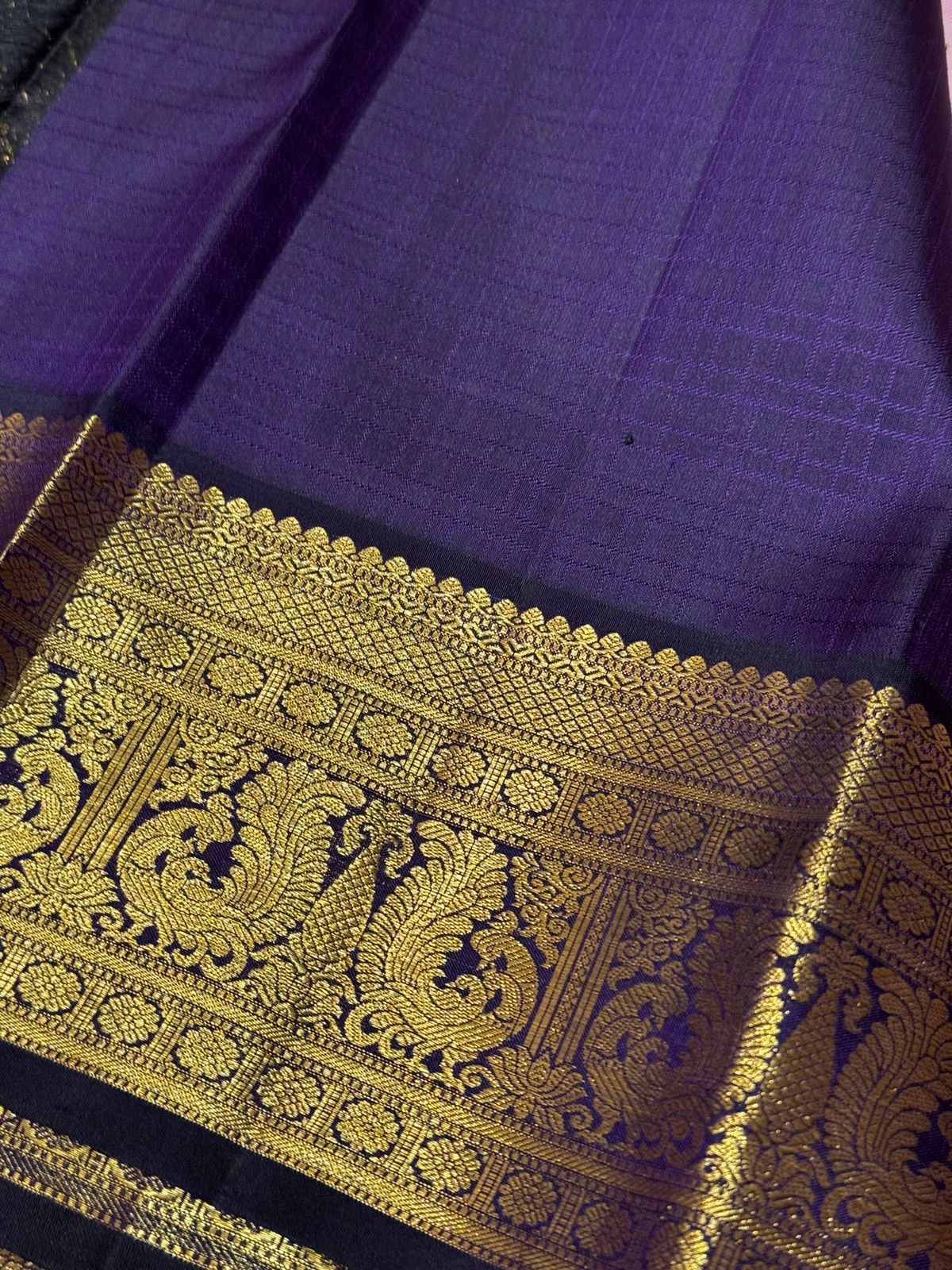 Soft Pink with kanchana blackish blue muthukattam korvai