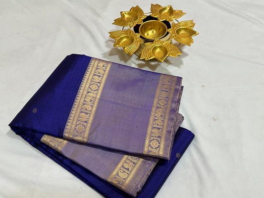 Royal blue with lavenderish blue with rettapate buttas
