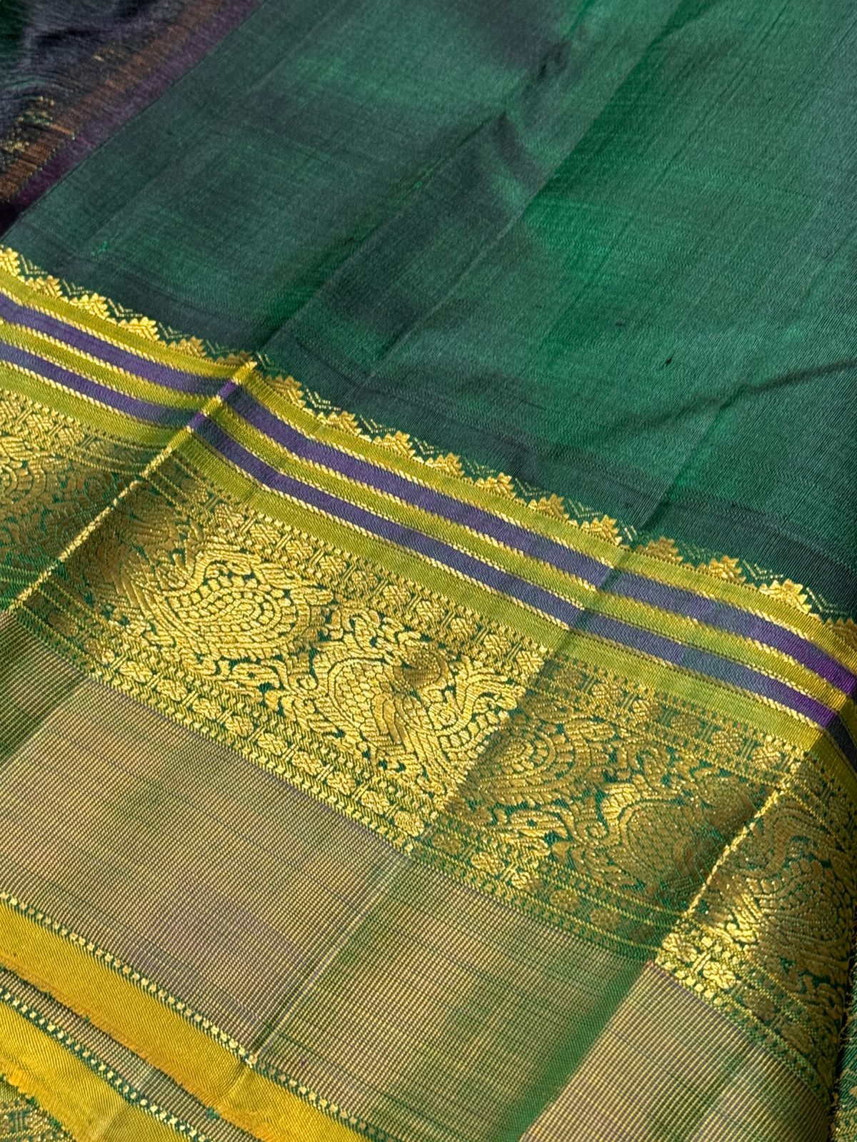 Peacock green with bottle green buttas korvai