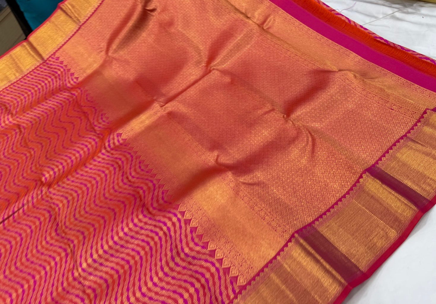 Red orange dual tone jacquard