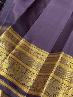 Aqua blue with dark brown mayil chakram buttas korvai