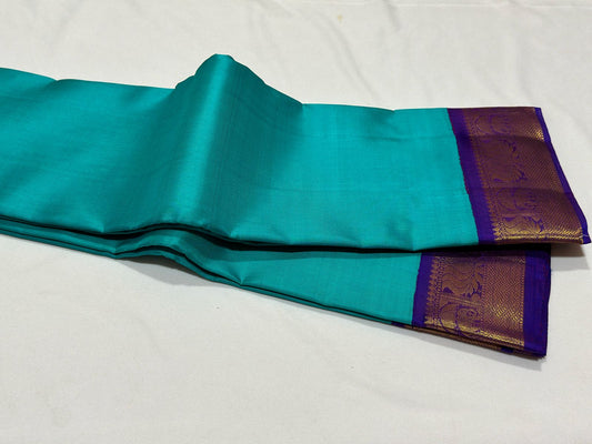 Turquoise blue with violet korvai