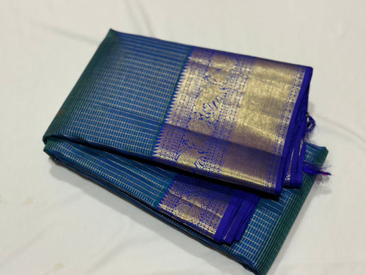 Peacock blue / ink blue oosi Jari kattam short / long borders