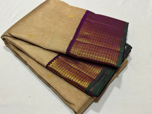 Beige with purple korvai