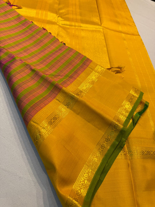 Multicolor checks with yellow rettapate border