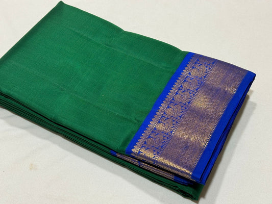 Deep Emerald green with royal blue Korvai