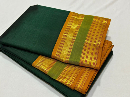 Bottle green with mustard korvai