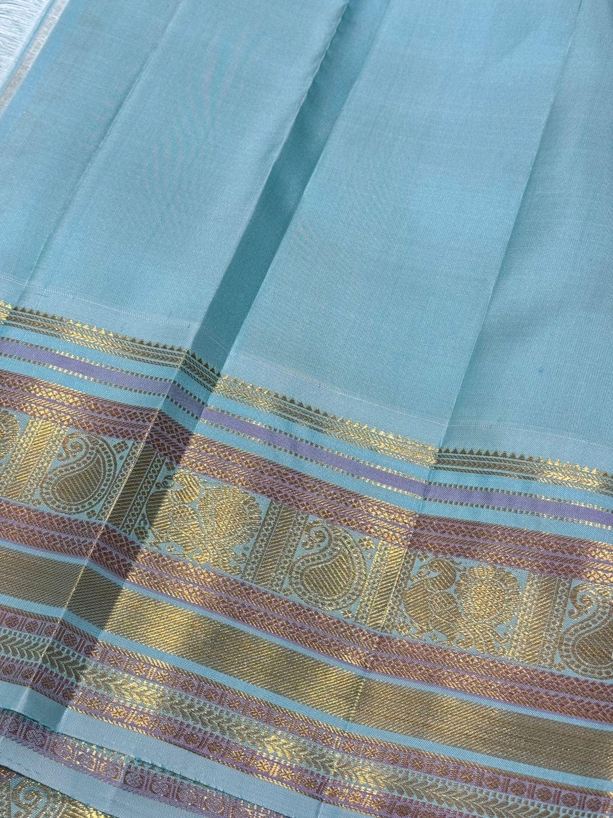 Purple with blue / green dual tone with buttas korvai