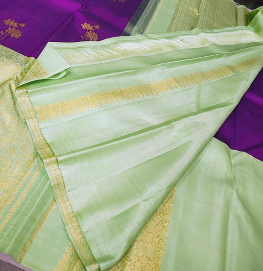 Deep purple / pista green half and half