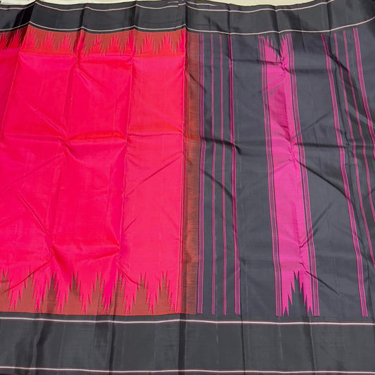 Shocking pink with black temple border