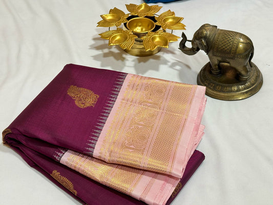 Deep kungumam maroonish wine buttas korvai