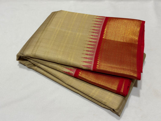 Beige / Red temple border