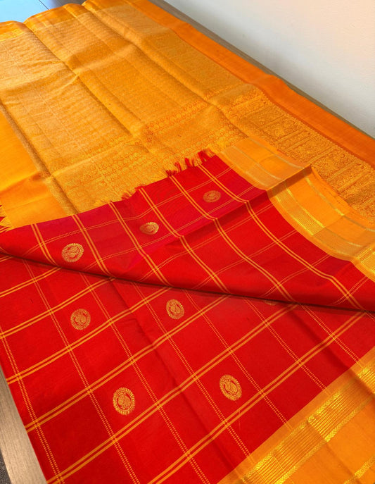 Chilli red / mustard checks with buttas