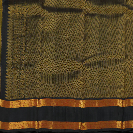 Yellow / black rettapate korvai Zari Checks
