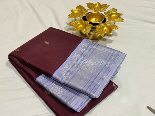 Deep brown with lavender buttas korvai