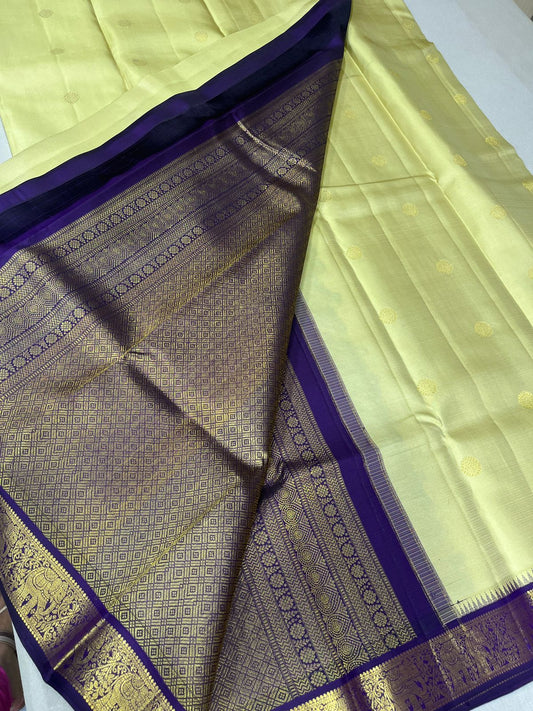 Pista green Jamoon purple small border buttas korvai