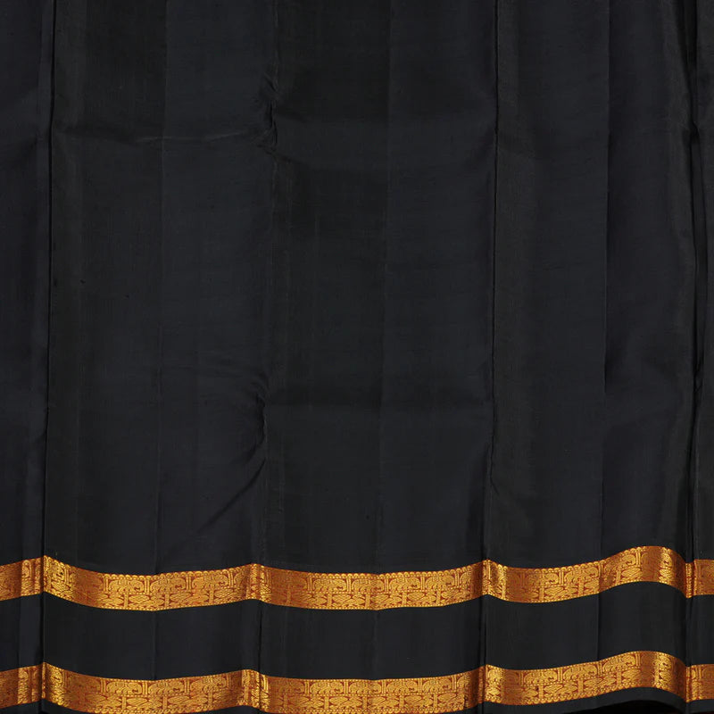 Yellow / black rettapate korvai Zari Checks