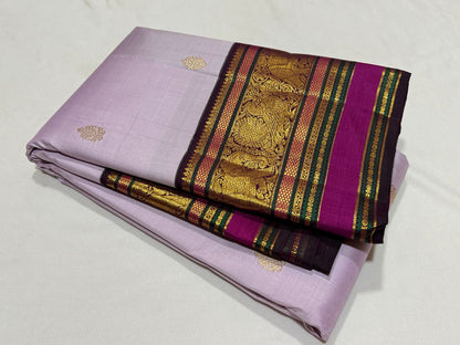 Lavender with deep purple with buttas korvai