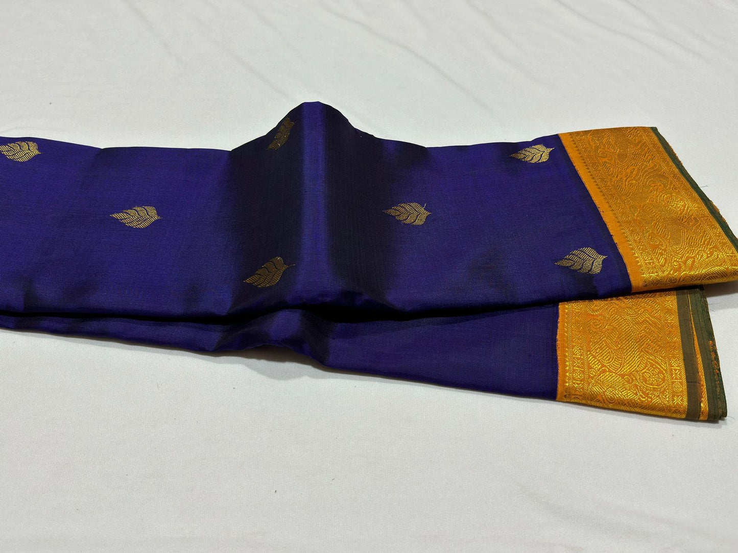 Deep blue with golden mustard