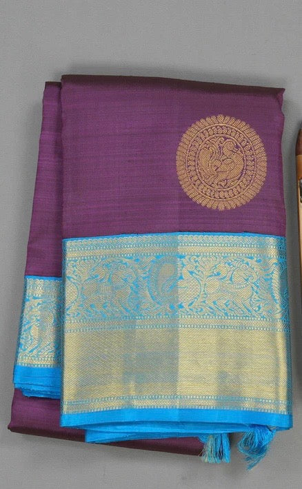Plum purple / blue big buttas korvai