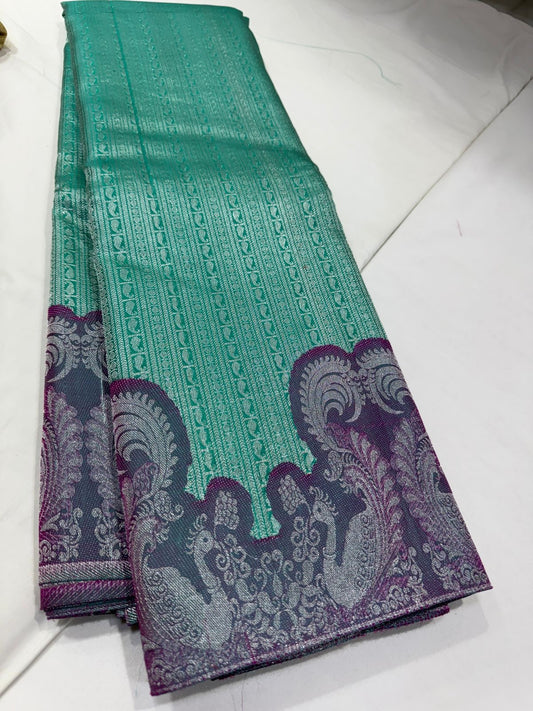 Sea green purple Jacquard