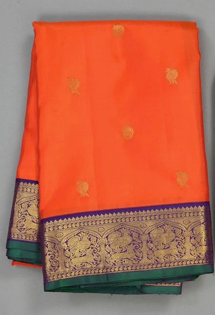 Orange / royal blue korvai buttas