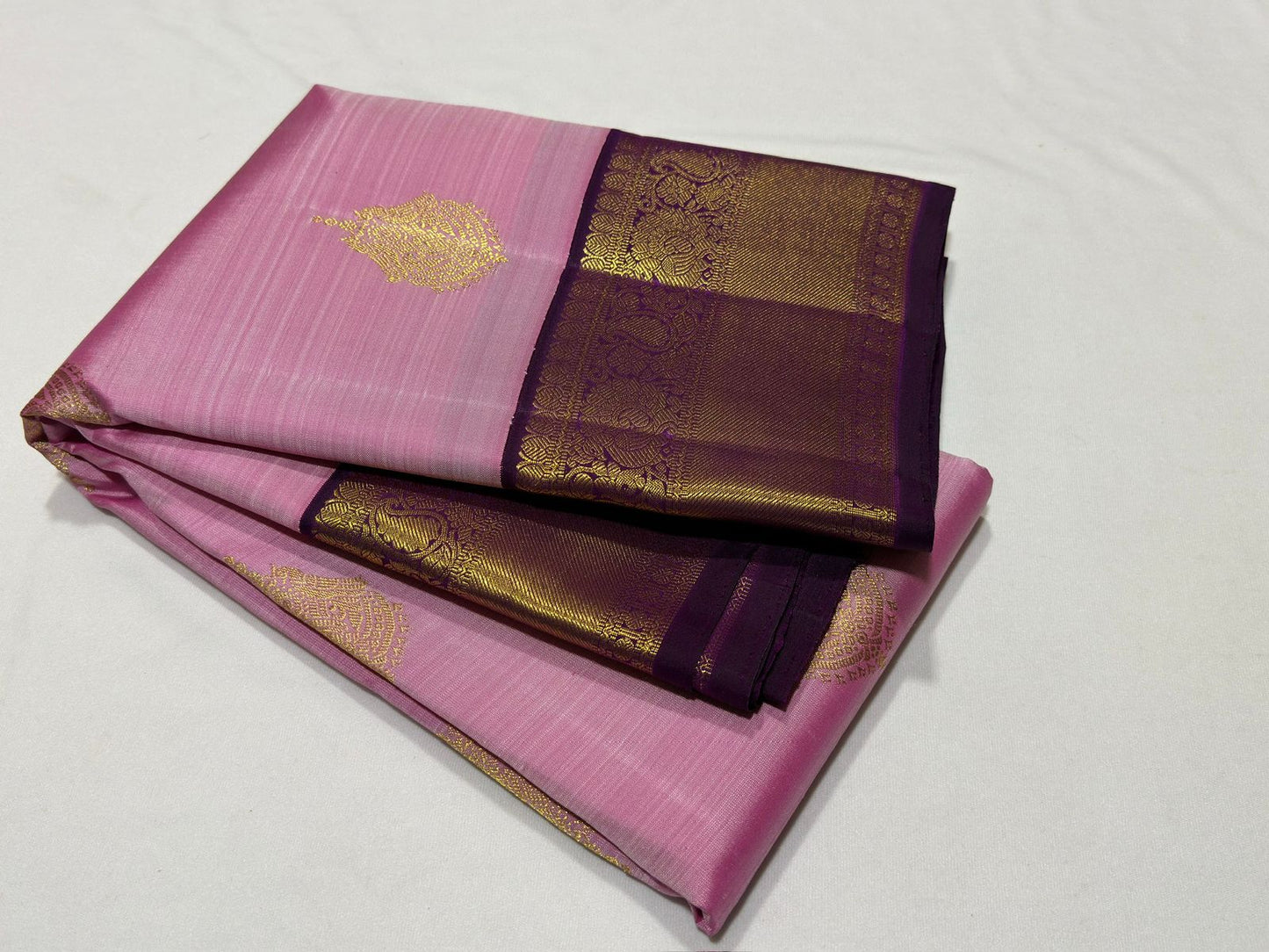 Rosemilk pink with dark jamoon purple buttas korvai