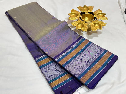 Greyish blue dual tone navanaarikunjaram pallu