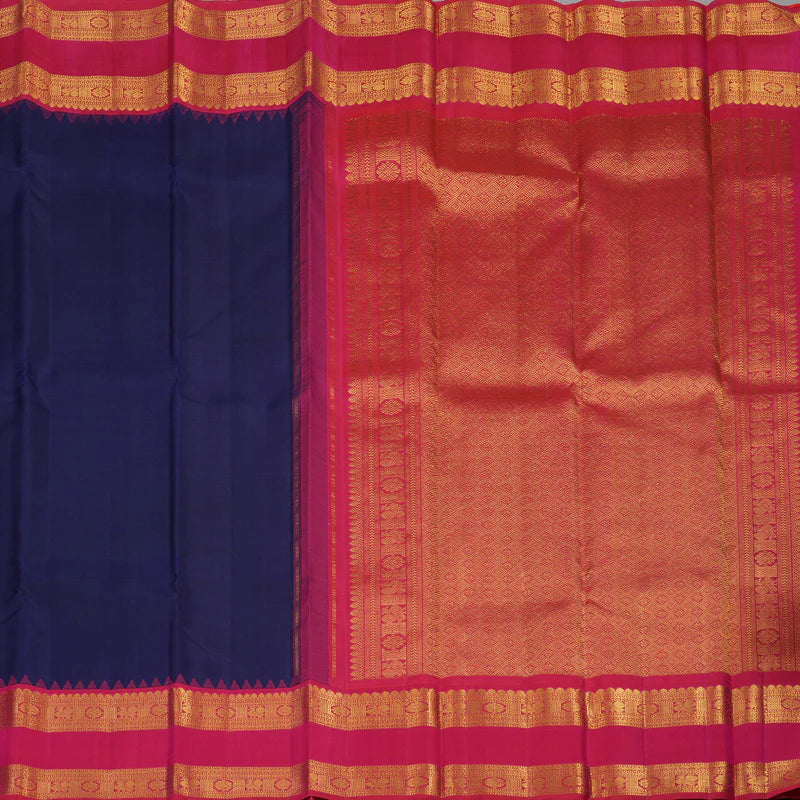 Dark blue / rani pink rettapate korvai