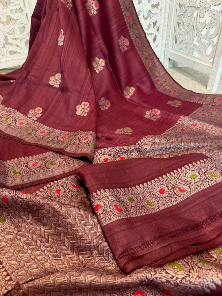 Rust grape dual tone  tussar benares