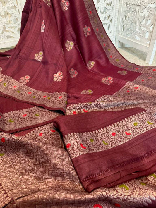 Rust grape dual tone  tussar benares