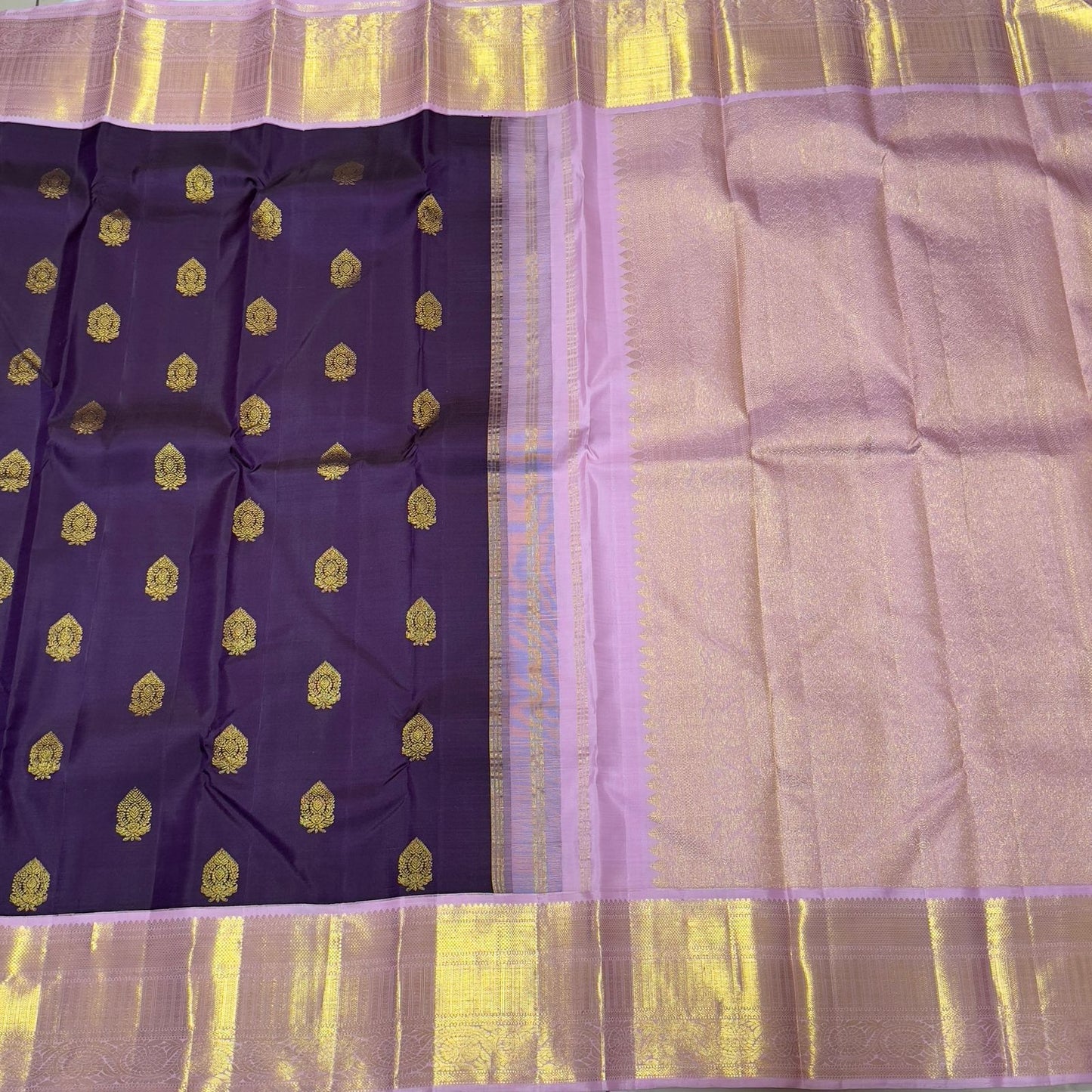 Deep purple with soft pink with buttas korvai