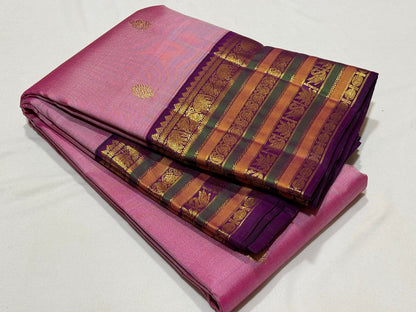 Lotus pink / strawberry pink dual tone with deep purple varisaipet border
