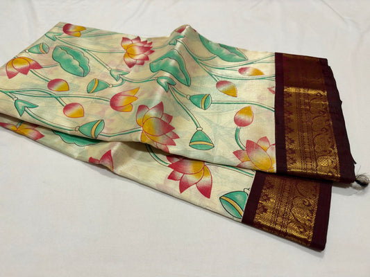 Half white with brownhandblock  korvai