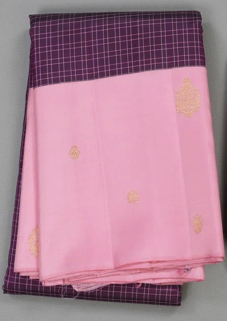 Purple muted checks with rosemilk pink