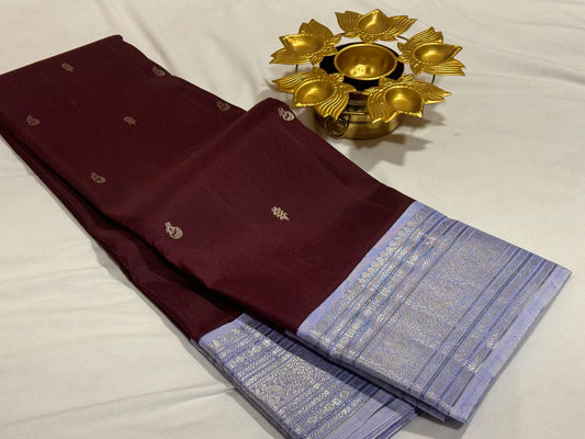 Deep brown with lavender buttas korvai