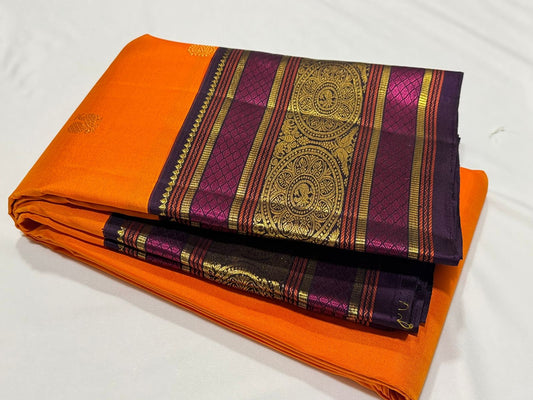 Orange / beetlenut purple varisaipet buttas korvai