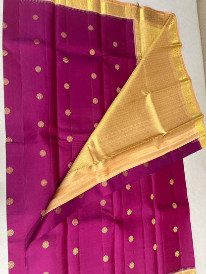 Ruby red rose gold small border buttas korvai