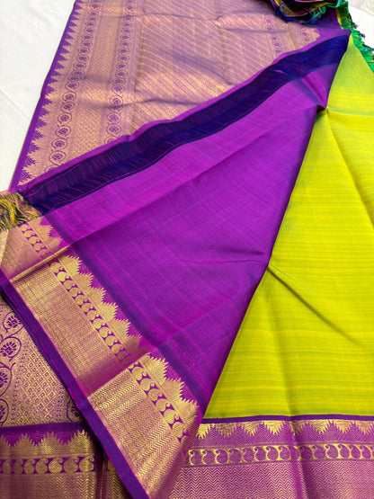 Neon green purple korvai