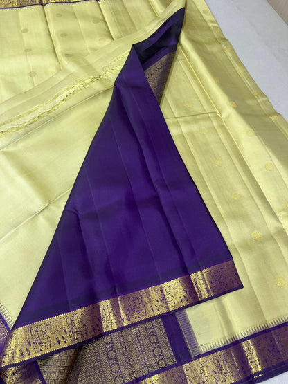 Pista green Jamoon purple small border buttas korvai