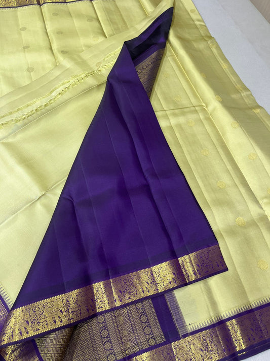 Pista green Jamoon purple small border buttas korvai
