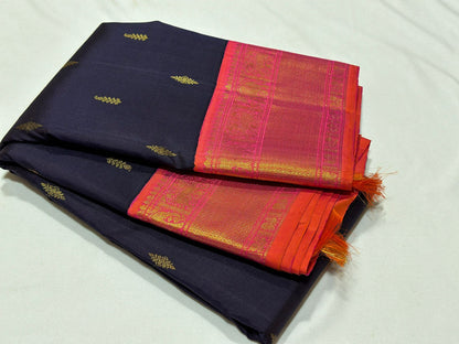 Navy blue with peach