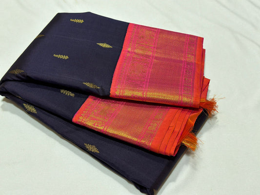 Navy blue with peach