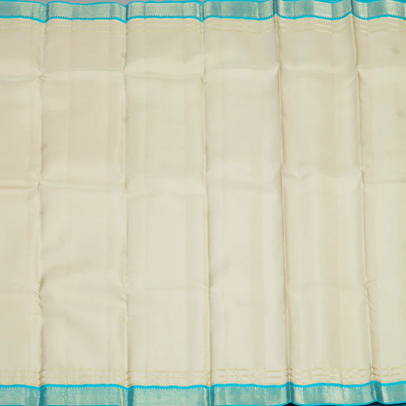 Ivory Copper sulphate blue small border korvai