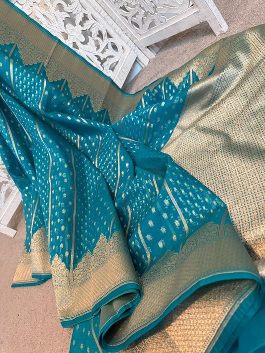 Tissue benarasi Teal blue