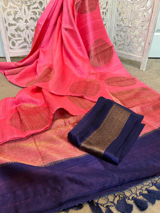 Candy Pink Tussar Benarasi