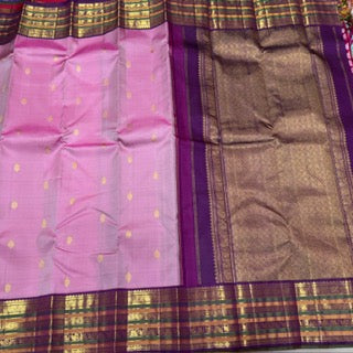 Lotus pink / strawberry pink dual tone with deep purple varisaipet border