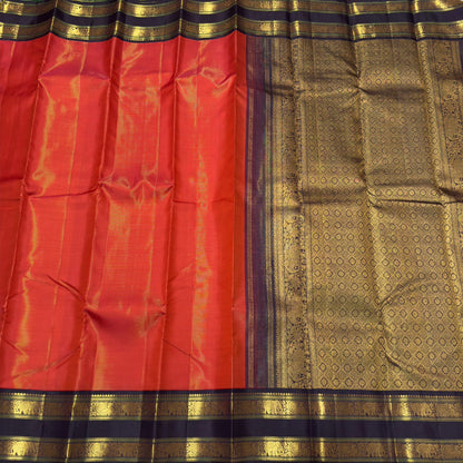 Red/Brick orange with dark brown Vairaoosi rettapate Korvai